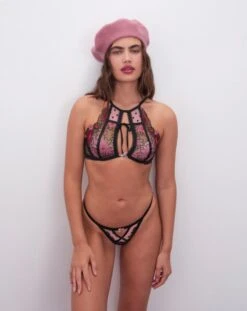 Zinnia Embroidered Thong Panty