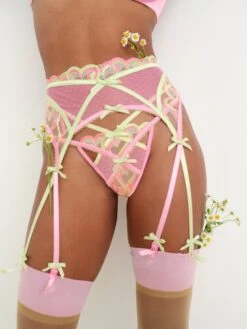 Hugging Hearts Embroidery Garter Belt