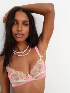 Hugging Hearts Embroidery Underwire Bra