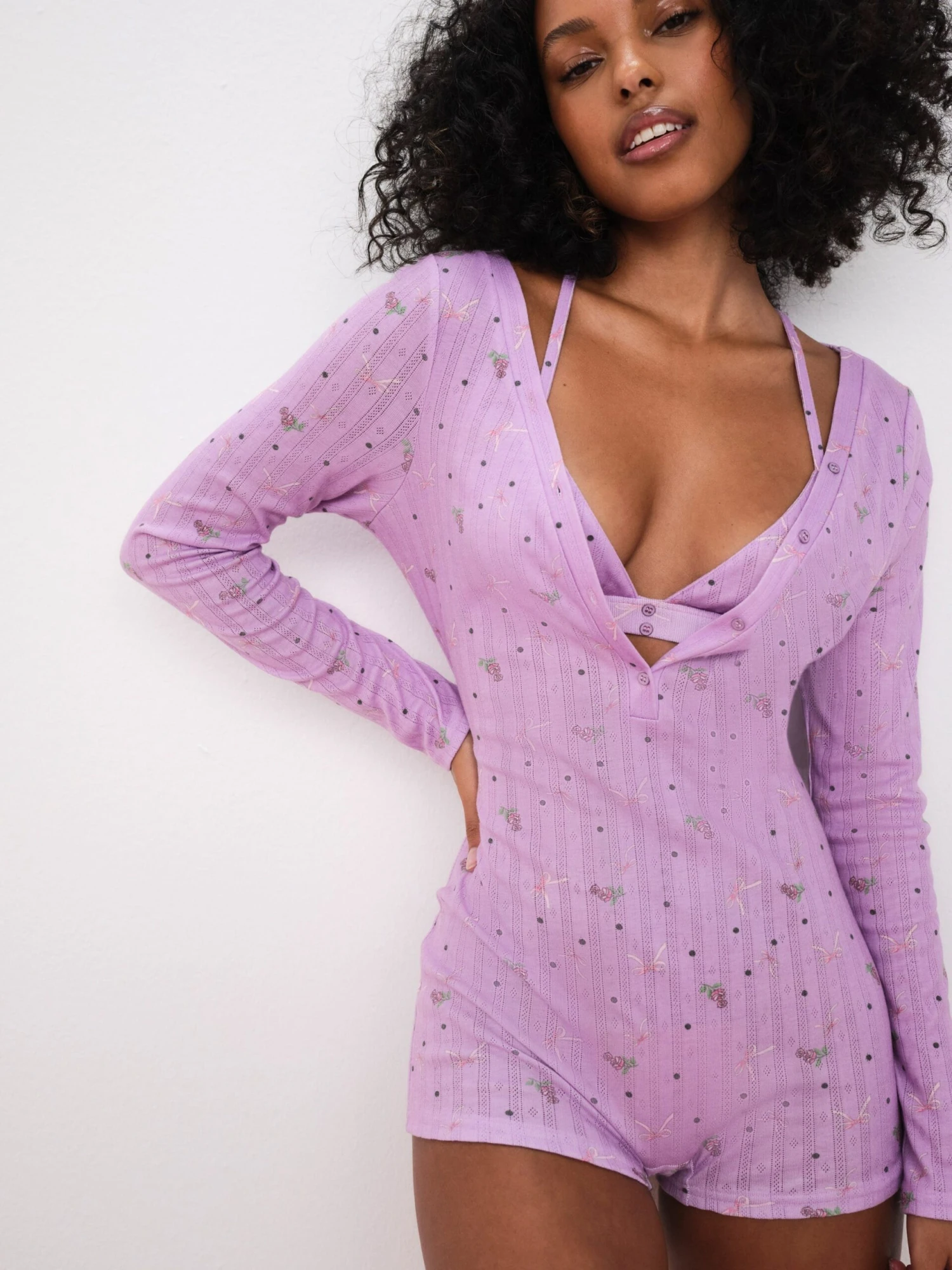 Pointelle Deep V Onesie 3 Pointelle Deep V Onesie