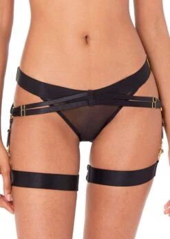 Merida Suspender Brief (Black) -Underwear Specialty Store AW21K05B bordelle merida suspender brief black ouvert sexy lingerie bottoms C