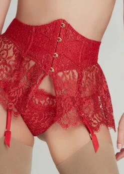 AGENT PROVOCATEUR Kateryna Waspie (Red) -Underwear Specialty Store agent provocateur kateryna waspie suspender belt high waist red valentines lingerie sexy luxury lingerie C
