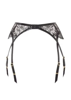 AGENT PROVOCATEUR Ozella Suspender (Black) -Underwear Specialty Store agent provocteur ozella suspender belt black embroidery nude mesh luxury designer lingerie sexy lingerie G