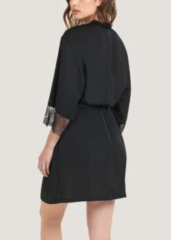 BLUEBELLA Alanna Kimono (Black) -Underwear Specialty Store bluebella alanna kimono black robe night gown lace loungewear luxury lingerie C
