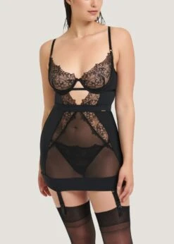 BLUEBELLA Alanna Longline Basque -Underwear Specialty Store bluebella alanna longline basque underwired non padded black lace soft mesh sexy bodywear lingerie D