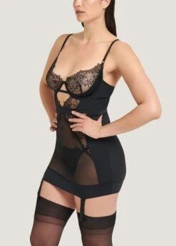 BLUEBELLA Alanna Longline Basque -Underwear Specialty Store bluebella alanna longline basque underwired non padded black lace soft mesh sexy bodywear lingerie E
