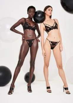 BLUEBELLA Caramella Thong (Black) -Underwear Specialty Store bluebella caramella thong black mesh embroidery no vpl bottoms sexy lingerie F