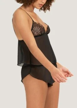 BLUEBELLA Carrie Cami & Short Set -Underwear Specialty Store bluebella carrie cami shorts set loungewear black mesh lace sexy sleepwear D