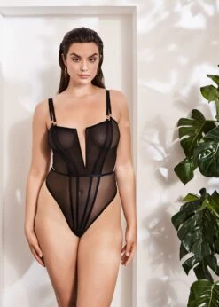 BLUEBELLA Elizabeth Soft Body (Black) -Underwear Specialty Store bluebella elizabeth soft body black mesh double strap bodysuit sexy lingerie E