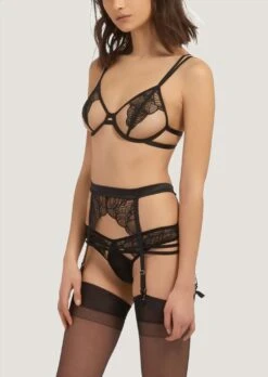 BLUEBELLA Emerson (Black) Suspender Belt -Underwear Specialty Store bluebella emerson lace suspender belt black bottoms sexy lingerie D