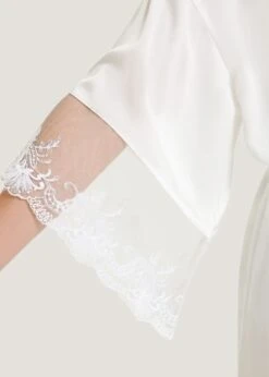 BLUEBELLA Marseille Luxury Satin Kimono (White) -Underwear Specialty Store bluebella marseille luxury satin kimono robe white sexy lingerie F