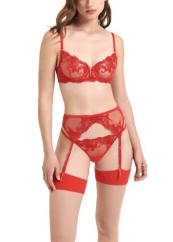 BLUEBELLA Marseille Suspender (Red) -Underwear Specialty Store bluebella marseille suspender tomato red lace embroidery sexy lingerie D