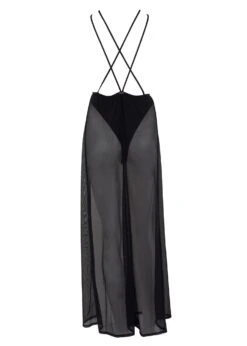 BLUEBELLA Paloma Long Chemise (Black) -Underwear Specialty Store bluebella paloma long chemise black silk satin sexy luxury loungewear G