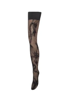 BLUEBELLA Python Fishnet Leg / Plain Top Hold Ups (Black)