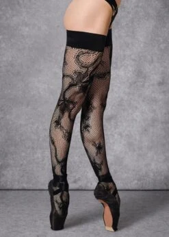 BLUEBELLA Python Fishnet Leg / Plain Top Hold Ups (Black) -Underwear Specialty Store bluebella python fishnet hold ups stockings hosiery D