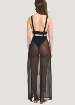 BLUEBELLA Topaz Long Chemise (Black) -Underwear Specialty Store bluebella topaz long chemise black lace mesh soft nightwear sleepwear loungewear elegant dress C