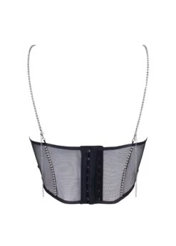 BLUEBELLA Zenn Open Wired Bustier (Black/Silver) -Underwear Specialty Store bluebella zenn open wired bustier cupless longline corset silver black sexy lingerie G