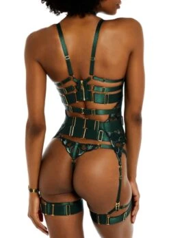 Aurea Cupless Basque (Eden) -Underwear Specialty Store bordelle aurea lace ouvert cupless basque eden green bodywear sexy lingerie G