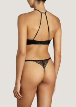 Athena Quarter Cup Bra (Black) -Underwear Specialty Store coco de mer athena quarter cup bra black lace silk cupless open bra halter neck sexy lingerie C