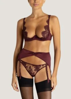 Camellia High Apex Plunge Bra (Sienna) -Underwear Specialty Store coco de mer camellia high apex plunge bra underwired red lace sienna avec amour luxury lingerie D