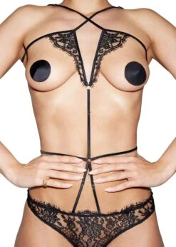 Hera Open Playsuit (Black) 14 Hera Open Playsuit (Black) -Underwear Specialty Store coco de mer hera playsuit black lace silk cupless ouvert bottom sexy lingerie F