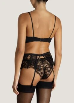 Hera Suspender Belt (Black) -Underwear Specialty Store coco de mer hera suspender belt black lace silk luxury lingerie C