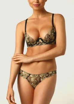 Aria Plunge Bra -Underwear Specialty Store coco de mer london aria plunge bra underwire black gold embroidery luxury lingerie D