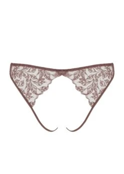 Paeonia Open Knicker (Taupe) -Underwear Specialty Store coco de mer paeonia open knicker pink lace ouvert panty taupe sexy underwear lingerie G