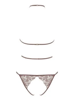 Paeonia Playsuit (Taupe) -Underwear Specialty Store coco de mer paeonia playsuit pink lace taupe cupless non padded bodysuit bodywear sexy lingerie E