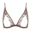 Paeonia Open Triangle Bra (Taupe) 1 Paeonia Open Triangle Bra (Taupe) -Underwear Specialty Store coco de mer paeonia triangle open bra pink lace taupe cupless bralette sexy lingerie A