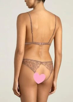Paeonia Open Triangle Bra (Taupe) -Underwear Specialty Store coco de mer paeonia triangle open bra pink lace taupe cupless bralette sexy lingerie E copy
