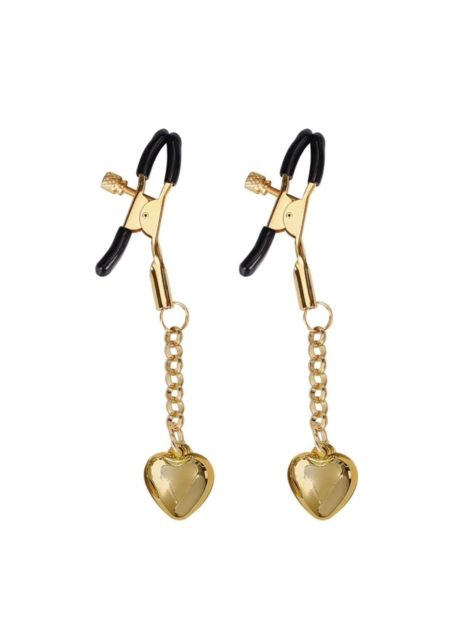 Gold Heart Nipple Clamps 3 Gold Heart Nipple Clamps