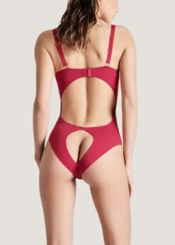 Maison Close Tapage Nocturne Open Cup Bodysuit (Red) -Underwear Specialty Store maison close tapage nocturne open cup bodysuit cupless bodywear red ouvert back sexy lingerie E