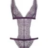 Maison Close Villa Satine Thong Body (Purple) -Underwear Specialty Store maison close villa satine thong body purple lace non padded non wired bodywear sexy luxury lingerie A