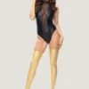 Glossy Opaque Hold Up Stockings (Gold) 1 Glossy Opaque Hold Up Stockings (Gold) -Underwear Specialty Store miss o lingerie glossy opaque hold up stockings gold hosiery sexy lingerie A