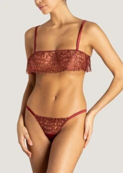 Lola Brazilian Knicker (Red Leopard) -Underwear Specialty Store muse by coco de mer lola brazilian knicker red leopard lace underwear sexy luxury lingerie D