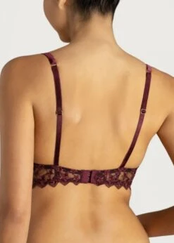 Stella Plunge Bra (Plum) -Underwear Specialty Store muse by coco de mer stella plunge bra plum lace underwired luxury lingerie C