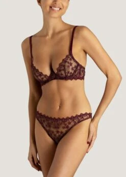Stella Plunge Bra (Plum) -Underwear Specialty Store muse by coco de mer stella plunge bra plum lace underwired luxury lingerie D