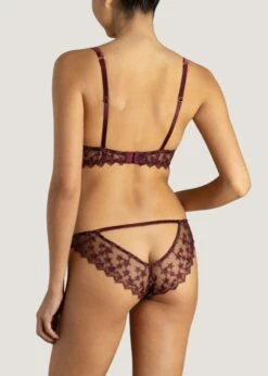 Stella Plunge Bra (Plum) -Underwear Specialty Store muse by coco de mer stella plunge bra plum lace underwired luxury lingerie E
