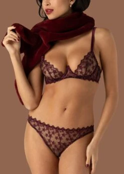 Stella Plunge Bra (Plum) -Underwear Specialty Store muse by coco de mer stella plunge bra plum lace underwired luxury lingerie F