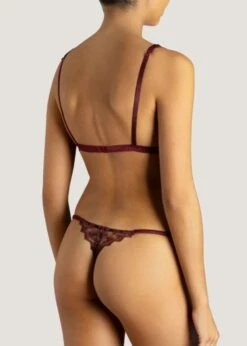 Stella Thong (Plum) -Underwear Specialty Store muse by coco de mer stella thong plum lace luxury lingerie E