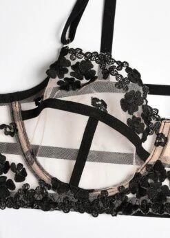 Andrea Bra, Thong And Suspender (Nude) -Underwear Specialty Store unleashed andrea underwired bra thong suspender lingerie set nude black sexy lingerie E