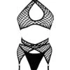 Camille Fishnet Bra, Thong And Suspender Set -Underwear Specialty Store unleashed camille fishnet halter bra thong suspender sexy lingerie set A