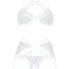Elvira Lace Bra, Thong And Suspender (White) 2 Elvira Lace Bra, Thong And Suspender (White) -Underwear Specialty Store unleashed elvira underwired white lace bra thong suspender sexy lingerie set A
