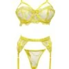 Julie Yellow Bra, Thong And Suspender Set -Underwear Specialty Store unleashed julie mesh wire yellow bra thong suspender lingerie set sexy lingerie A