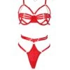 Klara Open Bra, Choker, Thong And Garter (Red) -Underwear Specialty Store unleashed klara red open bra cupless thong garter choker sexy lingerie set A