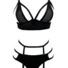 Michaela Cut-Out Bra, Thong And Garter -Underwear Specialty Store unleashed michaela cut out bra cupless open bra thong suspender garter lingerie set sexy lingerie C