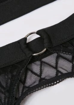Perrie Bra, Thong & Suspender Belt -Underwear Specialty Store unleashed perrie mesh underwire bra thong suspender garter black sexy lingerie set E