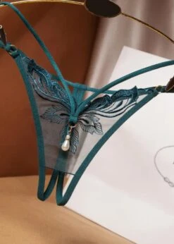 Stella Crotchless Pearl Thong -Underwear Specialty Store unleashed stella crotchless thong with pearl green sexy lingerie C