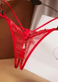 Stella Crotchless Pearl Thong -Underwear Specialty Store unleashed stella crotchless thong with pearl red sexy lingerie C